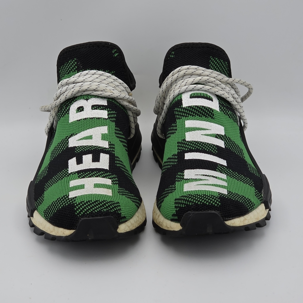 Adidas Pharrell x Billionaire Boys Club NMD Hu Trail Green Plaid Sneakers - Picture 2 of 9